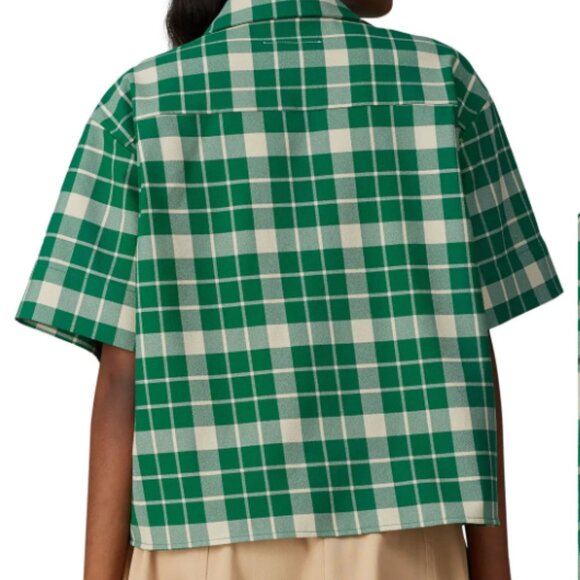 EUC $595 MM6 Maison Margiela Oversized Green Check Boxy Top IT 40 US 4 - Picture 2 of 16